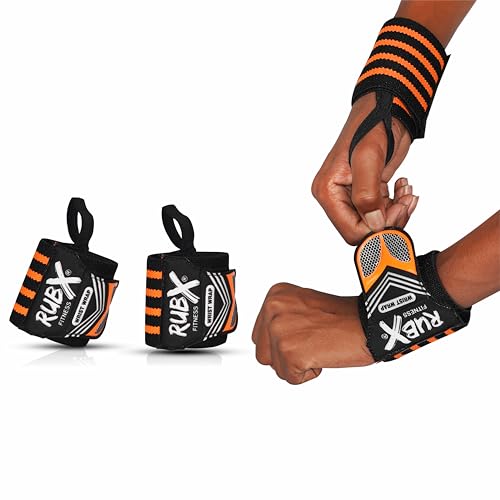 RUBX Premium Wrist Wraps for Gym Workout – Adjustable Wrist Support Straps for Weightlifting, CrossFit, Powerlifting, Training – Men & Women Gym Accessories with Thumb Loop (Orange) - Image 5