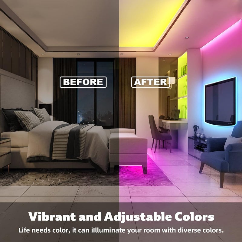 FLYNGO FLYNGO 5 Meter 5050 LED Strip Lights 300 Led RGB Strip Light with Adaptor Operated with 16 Modes Remote Controller Multicolor LED Lights for Home Decoration Diwali Ceiling TV RBG  - Image 2