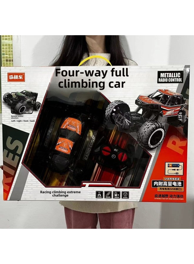 Shake The Same Children's Remote Control Car Series Electric Toys Remote Control Four-way Two-way Off-road Vehicle Tank Toy Car-Color:9933-3 Four-way Alloy Climbing Car - Image 1
