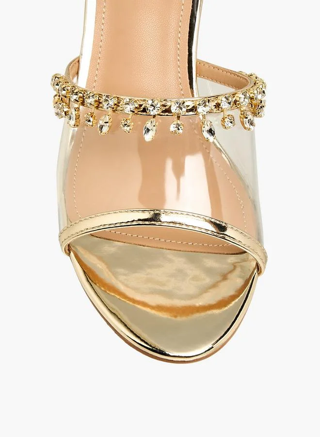 Flora Bella By Shoexpress GOLD Flora Bella Women Embellished Stiletto Heel Sandals for Women | Best Price UAE