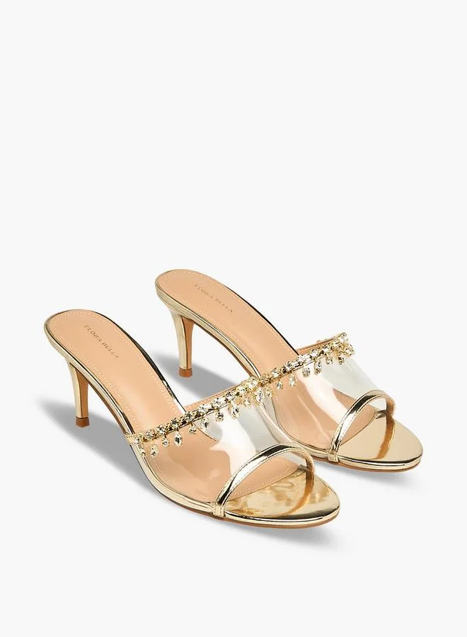 Flora Bella By Shoexpress GOLD Flora Bella Women Embellished Stiletto Heel Sandals for Women | Best Price UAE