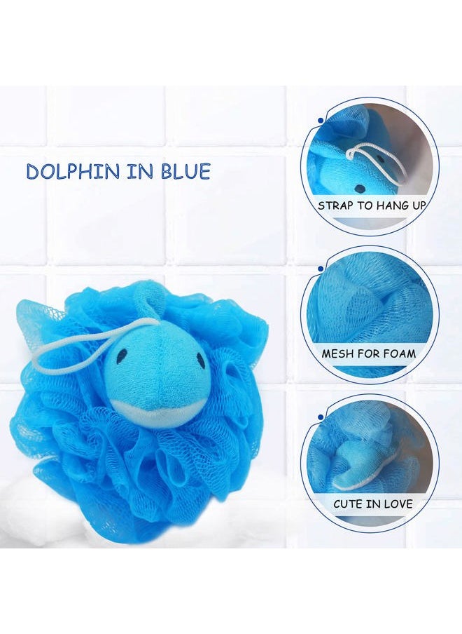 Bleu Bath - (4 Pack) Lovely Animal Design Kids Exfoliating Bath Scrubber Body Scrubber Shower Ball for Baby Toddler Kids Gentle Exfoliating Bath Sponge Loofah Pouf in Colorful Design - Image 1