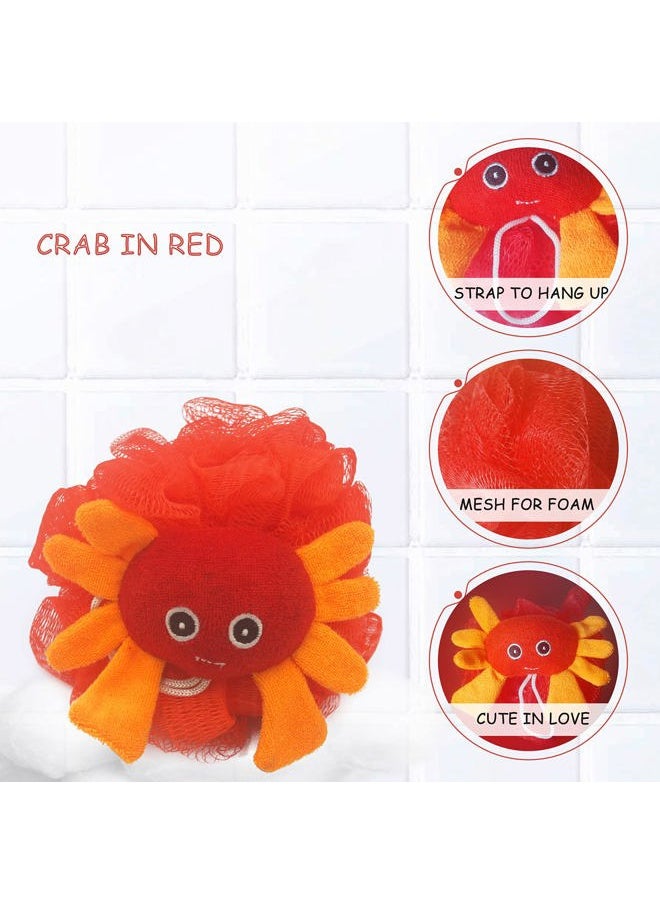 Bleu Bath - (4 Pack) Lovely Animal Design Kids Exfoliating Bath Scrubber Body Scrubber Shower Ball for Baby Toddler Kids Gentle Exfoliating Bath Sponge Loofah Pouf in Colorful Design - Image 1