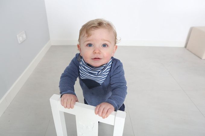 Cheeky Chompers 2-In-1 Baby Dribble Bib With Soft Silicone Teether, Reversible Bandana Style, Innovative Dimple Design Soothes Gums, 3-Layer Absorbency (Preppy Stripes Neckerchew) - Image 5
