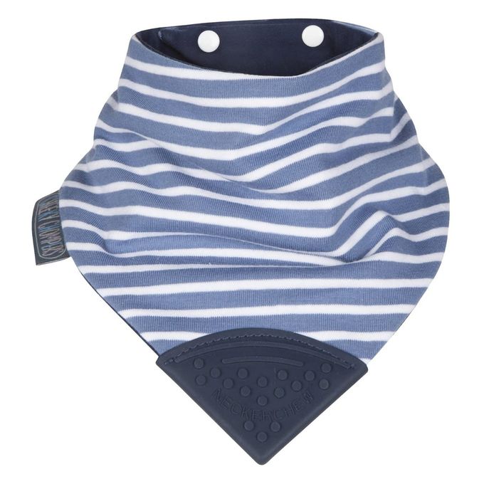 Cheeky Chompers 2-In-1 Baby Dribble Bib With Soft Silicone Teether, Reversible Bandana Style, Innovative Dimple Design Soothes Gums, 3-Layer Absorbency (Preppy Stripes Neckerchew) - Image 4