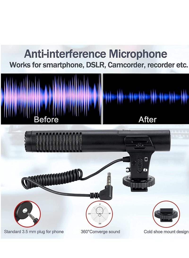 Vlogging Kit- iPhone/Android Compatible Vlogging Kit Phone Video Kit Accessories: Phone Tripod, Phone Mount, LED Light and Cellphone Shotgun Microphone for Phone Video Recording for YouTube, Vlog - Image 3