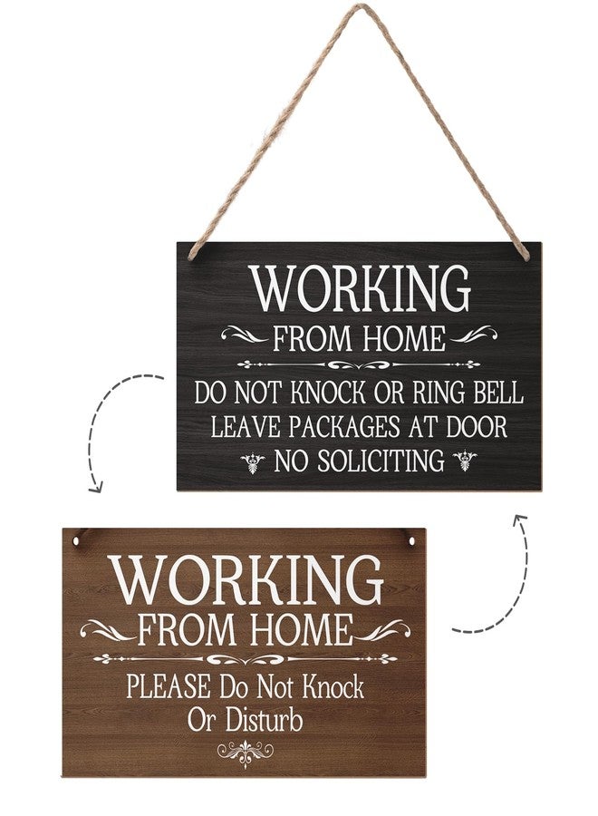 Harooni Funny Working from Home Sign for Front Door No Soliciting Signs for Home 12”x6” Do Not Knock or Disturb Door Hanger Rustic Wall Decorations Do Not Disturb Wood Hanging Plaque for Entryway Outside - Image 1