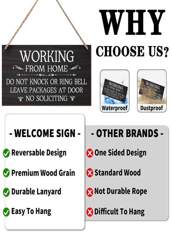 Harooni Funny Working from Home Sign for Front Door No Soliciting Signs for Home 12”x6” Do Not Knock or Disturb Door Hanger Rustic Wall Decorations Do Not Disturb Wood Hanging Plaque for Entryway Outside - Image 5