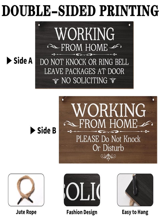 Harooni Funny Working from Home Sign for Front Door No Soliciting Signs for Home 12”x6” Do Not Knock or Disturb Door Hanger Rustic Wall Decorations Do Not Disturb Wood Hanging Plaque for Entryway Outside - Image 2