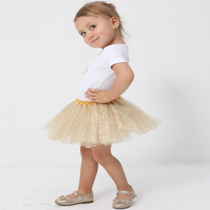 woobles Newborn Infant Baby Professional 3 Layers Sequin Tutu Tulle Skirt (6-18month, Gold)¡­ - Image 5