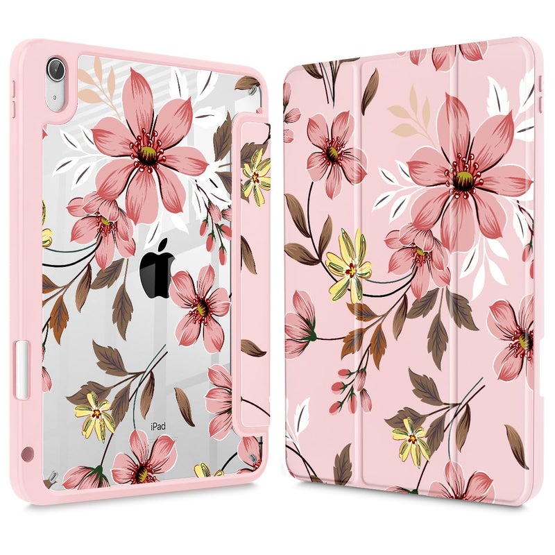 Mektron Case for 2025 iPad 11 inch (A16 Chip) 11th Gen Fit iPad 10th Gen10.9 inch 2022, Buit in Pencil Holder with Shockproof Cover Clear Shell + Trifold Stand + Auto Wake/Sleep, Floral C293 - Image 1