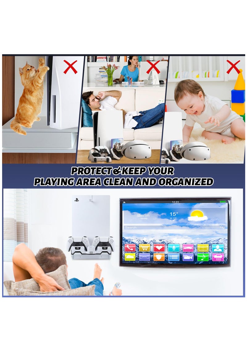 Excefore PS5 Wall Mount Kit with Charging Station, PS5 Wall Stand Compatible with PS5 & PS5 Slim (Disc & Digital) Fast Charging PS5 Controller Wall Mount Charger for PS5 Controlle /Edge Controller - Image 4