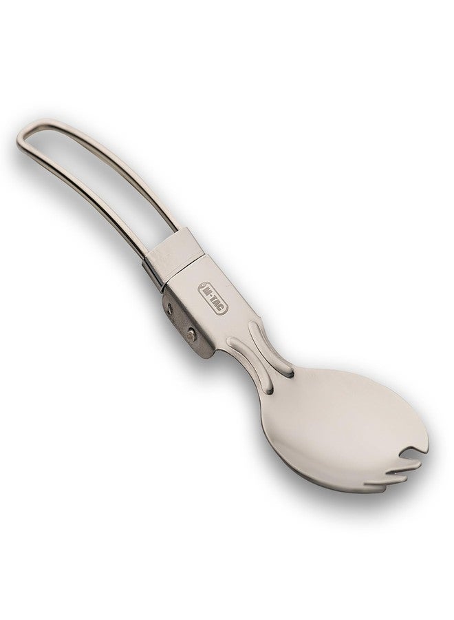 M-Tac Stainless Steel Folding Spork – Tactical Spoon Fork Combo for Camping, Hiking, Backpacking, EDC & Outdoor Survival - Image 1