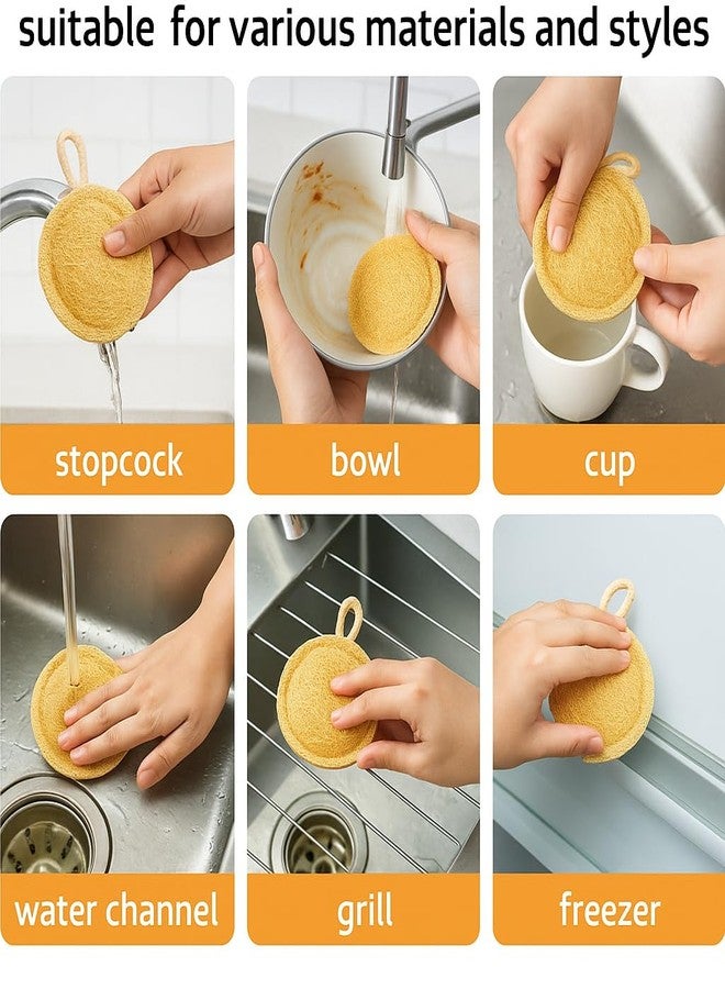 Dinya™ Natural Dish Washing Scrub (Pack of 6) Round Loofah Dish Scrubber for Sparkling Clean Surfaces | Non-Scratch, Sustainable, Quick-Dry & Reusable | Ideal for Kitchen, Cookware & Sink Cleaning - Image 4