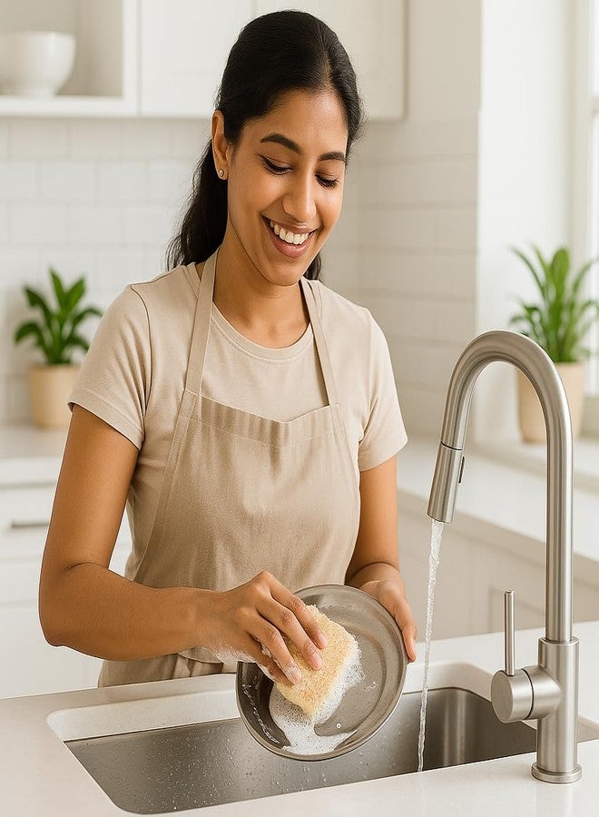 Dinya™ Natural Dish Washing Scrub (Pack of 6) Round Loofah Dish Scrubber for Sparkling Clean Surfaces | Non-Scratch, Sustainable, Quick-Dry & Reusable | Ideal for Kitchen, Cookware & Sink Cleaning - Image 2