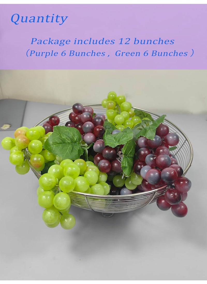 KPUETY KPUETY 12 Bunches Grapes Artificial Fruit Fake Simulation Fruit for Home Kitchen Party Photography Prop Wedding Decoration (Grapes 12 Bunches)  - Image 3
