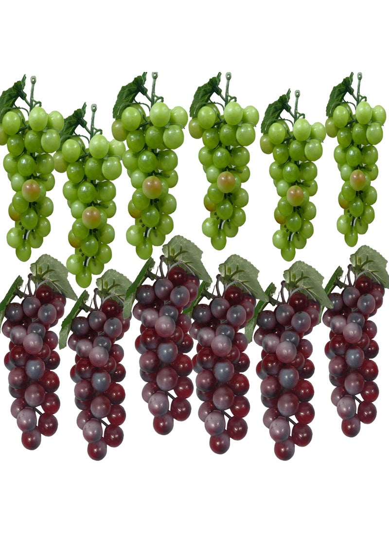 KPUETY KPUETY 12 Bunches Grapes Artificial Fruit Fake Simulation Fruit for Home Kitchen Party Photography Prop Wedding Decoration (Grapes 12 Bunches)  - Image 1