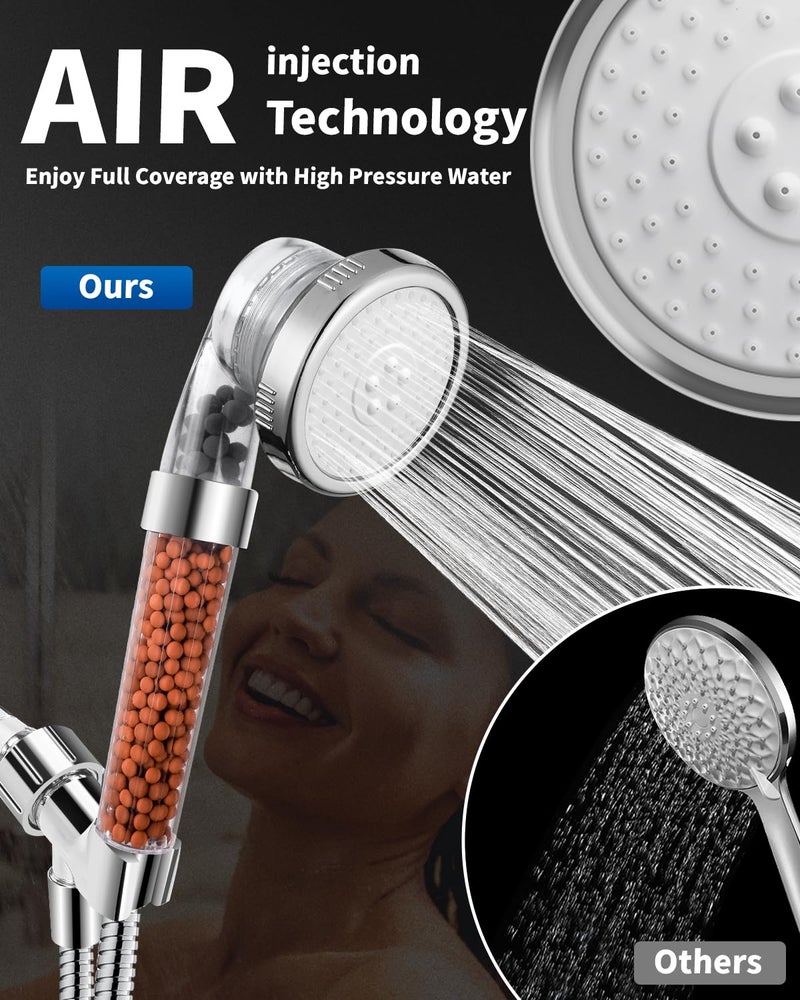 Luxsego Filtered Shower Head for Hard Water, High Pressure 3 Modes Shower Heads with Handheld Spray, Water Softener Showerhead Set with Mineral Beads to Remove Chlorine & Fluoride for Dry Hair & Skin - Image 3