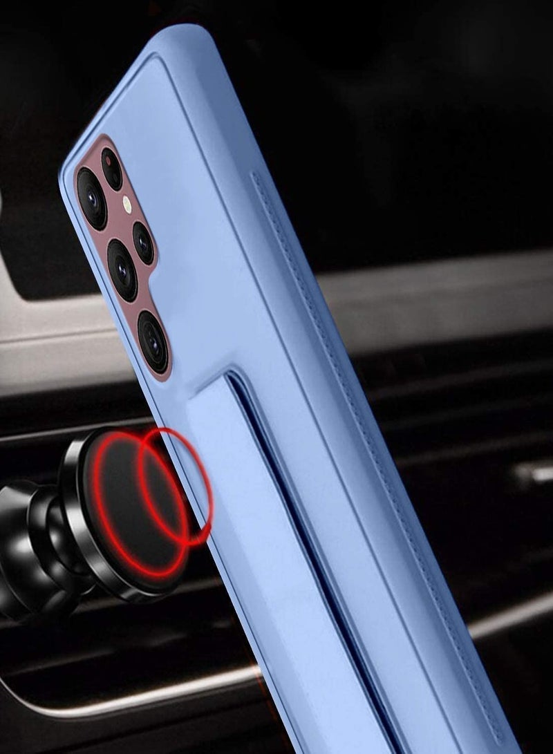 BORTONY Galaxy S22 Ultra Car Mount Kickstand And Finger Grip Case Cover For Samsung Galaxy S22 Ultra Sky Blue - Image 2