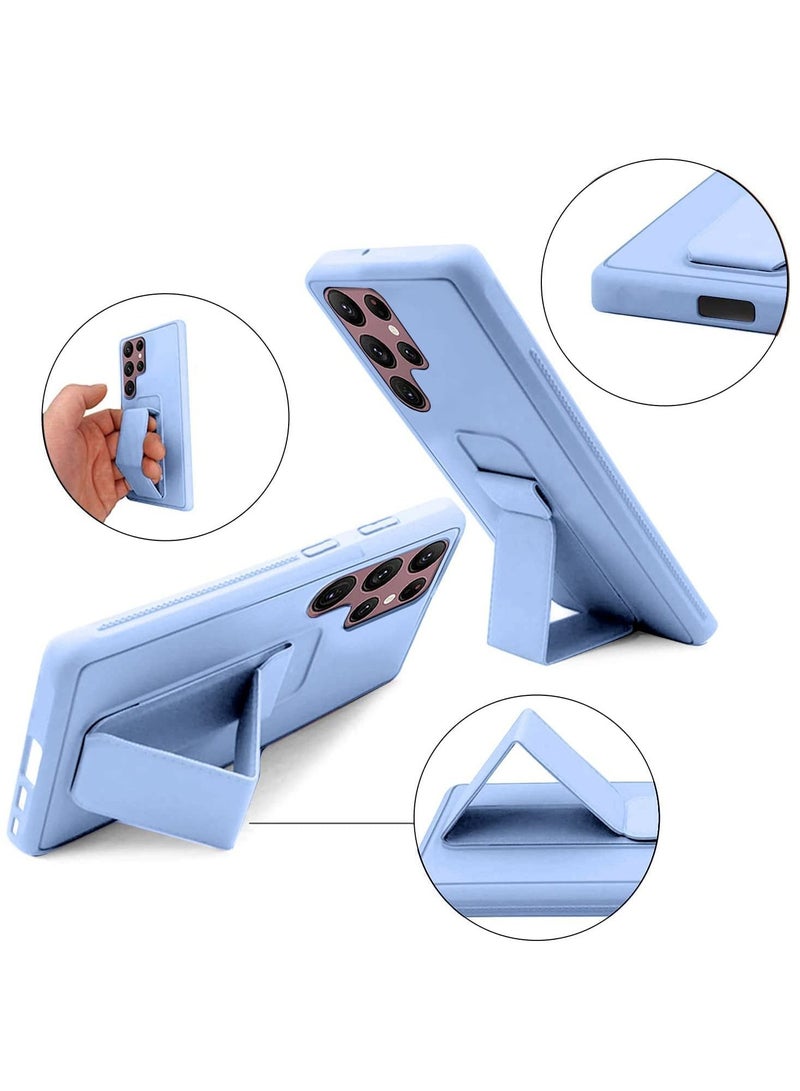 BORTONY Galaxy S22 Ultra Car Mount Kickstand And Finger Grip Case Cover For Samsung Galaxy S22 Ultra Sky Blue - Image 4