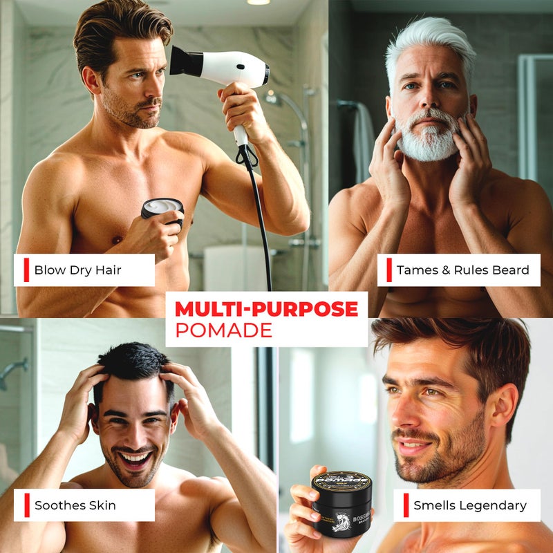 Bossman Hair & Beard Pomade for Men (Hammer Scent) â€“ Medium Hold & Moisturizing for Hair, Beard & Mustache Styling â€“ Made in USA - Image 2