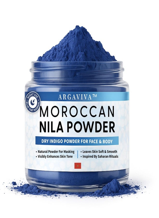 Argaviva Moroccan Nila Powder - Natural Blue Clay Mask for Face, Body & Hair - Exfoliates for Glowing, Even-Toned Skin - Plant-Based & Traditional Hammam Skincare for All Skin Types - Image 1