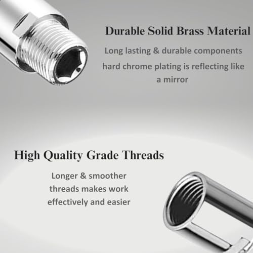 KINIK CP Brass Extension Nipple 1.5 Inch Length | 1/2 Inch Thread Size | Chrome Finish Pipe Connector | Pack of 2 - Image 2