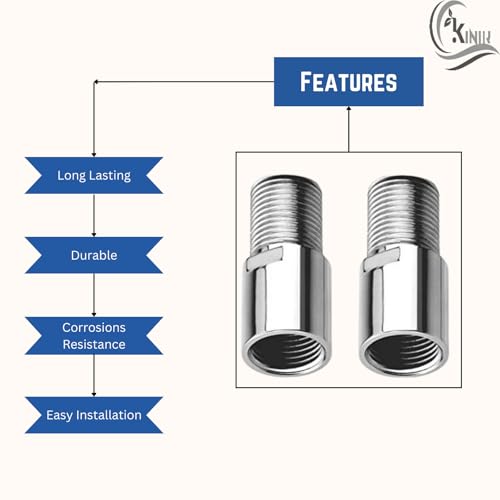 KINIK CP Brass Extension Nipple 1.5 Inch Length | 1/2 Inch Thread Size | Chrome Finish Pipe Connector | Pack of 2 - Image 5