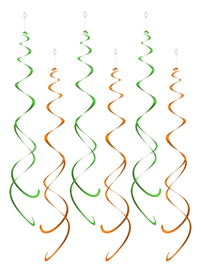 ZOOYOO Party Swirl Decorations, Green and Orange Foil Ceiling Hanging Swirl Decoration, Whirls Decorations for Birthday Wedding Anniversary Graduation Party Supplies, Pack of 20 - Image 1