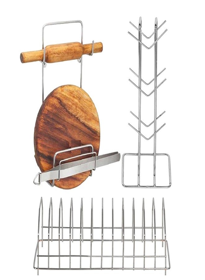 Oc9 Stainless Steel Chakla Belan Stand & Cup Stand & Plate Stand for Kitchen - Image 1