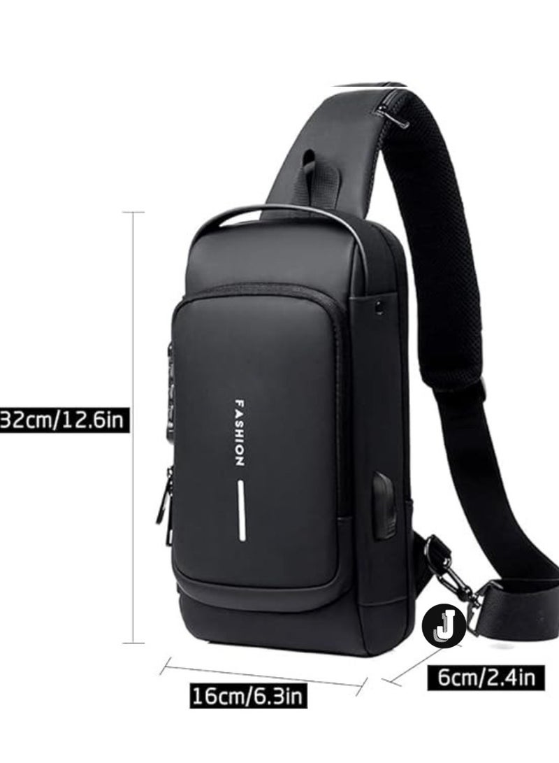 JAJEEK "Waterproof Anti-Theft Sling Backpack for Men with USB Charging Port – Secure Crossbody Bag" - Image 2