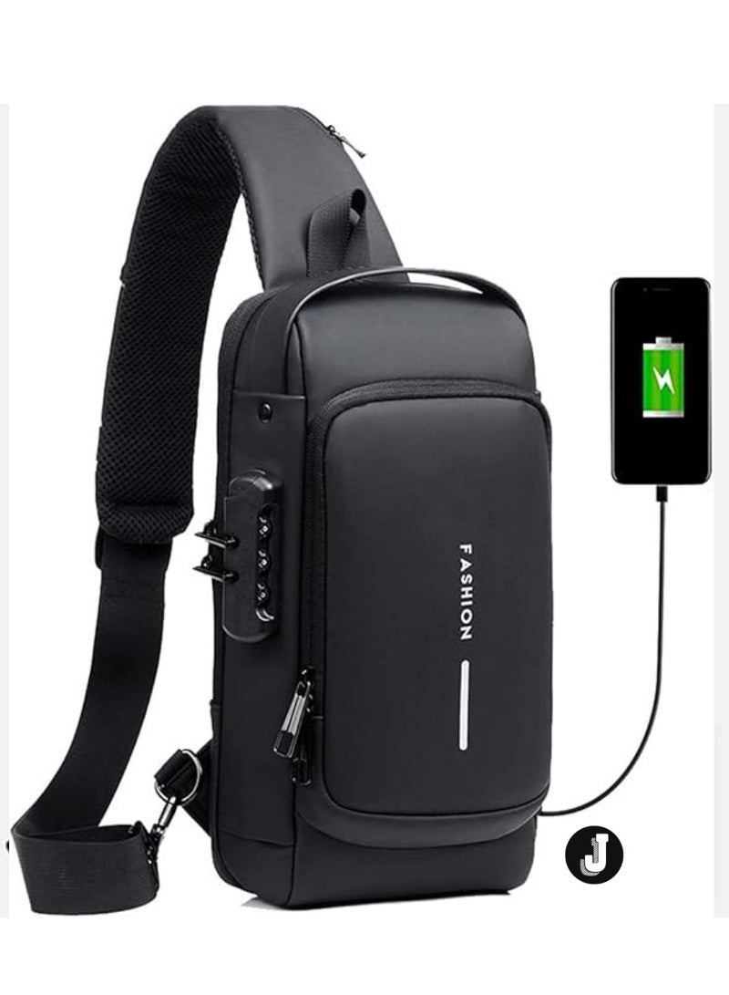 JAJEEK "Waterproof Anti-Theft Sling Backpack for Men with USB Charging Port – Secure Crossbody Bag" - Image 1