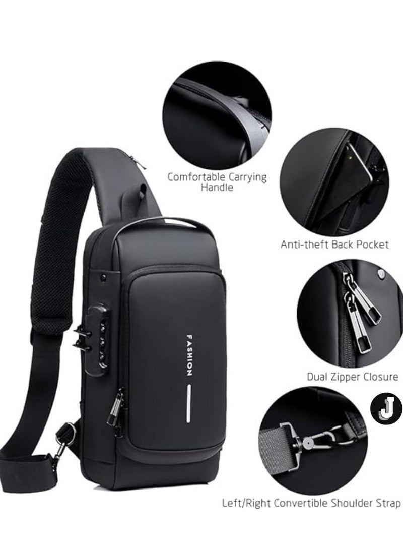 JAJEEK "Waterproof Anti-Theft Sling Backpack for Men with USB Charging Port – Secure Crossbody Bag" - Image 5