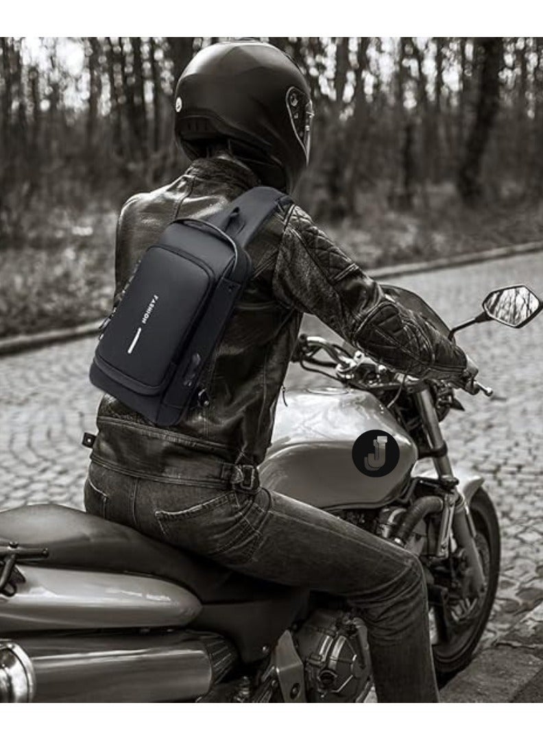 JAJEEK "Waterproof Anti-Theft Sling Backpack for Men with USB Charging Port – Secure Crossbody Bag" - Image 3