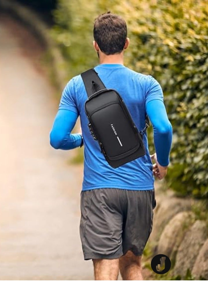 JAJEEK "Waterproof Anti-Theft Sling Backpack for Men with USB Charging Port – Secure Crossbody Bag" - Image 4