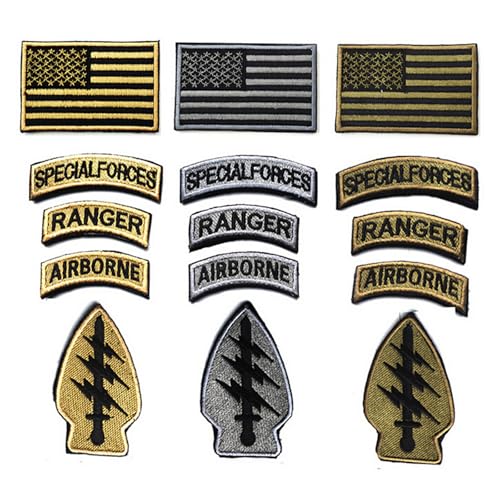boshiho Military Patches, Tactical American Flag Patches Special Forces Ranger Airborne Badges 5 Pieces Hook and Loop Embroidered Morale Patch (Army Green) - Image 4