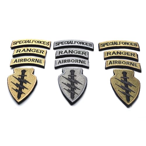 boshiho Military Patches, Tactical American Flag Patches Special Forces Ranger Airborne Badges 5 Pieces Hook and Loop Embroidered Morale Patch (Army Green) - Image 3