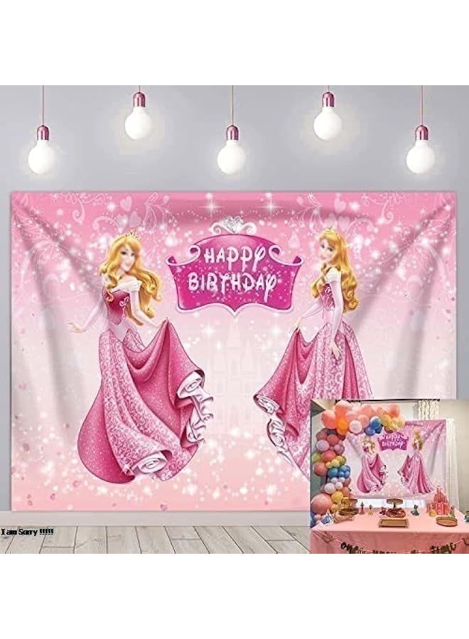 جرين تايجر طقم قوس بالونات ديزني برينسيس أورورا، أميرة ديزني النائمة - مجموعة بالونات فويل وردية اللون تحمل عبارة "عيد ميلاد سعيد" لتزيين حفلات البنات - Image 1