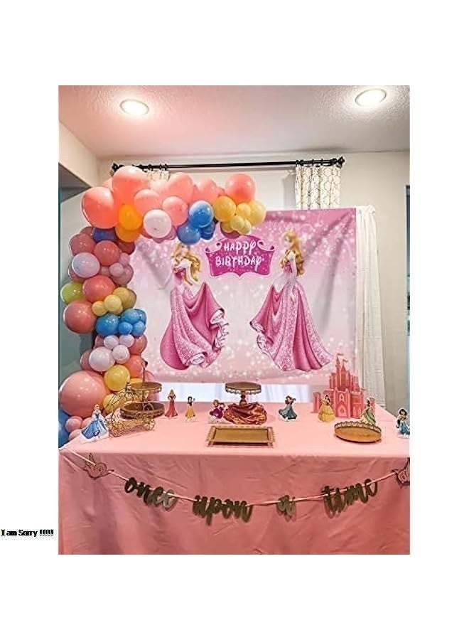 جرين تايجر طقم قوس بالونات ديزني برينسيس أورورا، أميرة ديزني النائمة - مجموعة بالونات فويل وردية اللون تحمل عبارة "عيد ميلاد سعيد" لتزيين حفلات البنات - Image 2