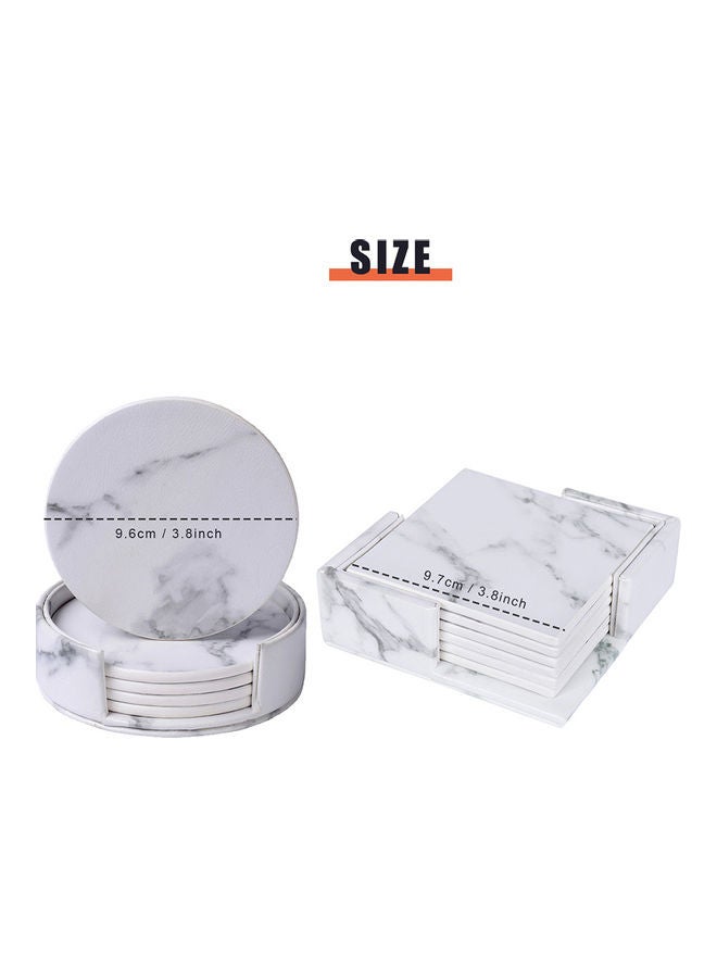 إسكدنيا طقم مكون من 6 حاملات أكواب من جلد البولي يوريثان مع حامل أكواب مستدير ومربع أسود - Image 3