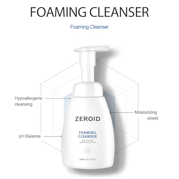 ZEROID | Foaming Cleanser | Facial Cleanser for Sensitive & Dey Skin | Mild Face Wash Care | Gentle Face Wash | Moisturizing Face Soap | Dermatologist Tested | Korean Skin Care | 8.1 fl oz (240ml) - Image 2