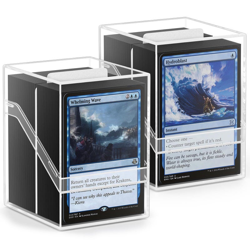 YSCare 2 Pack Card Deck Boxes, Deck Case and 200Pcs Card Sleeves with Dividers, Standard Clear Commander Storage Box Fit for MTG, Sport, Trading Cards Cards (Black) - Image 1