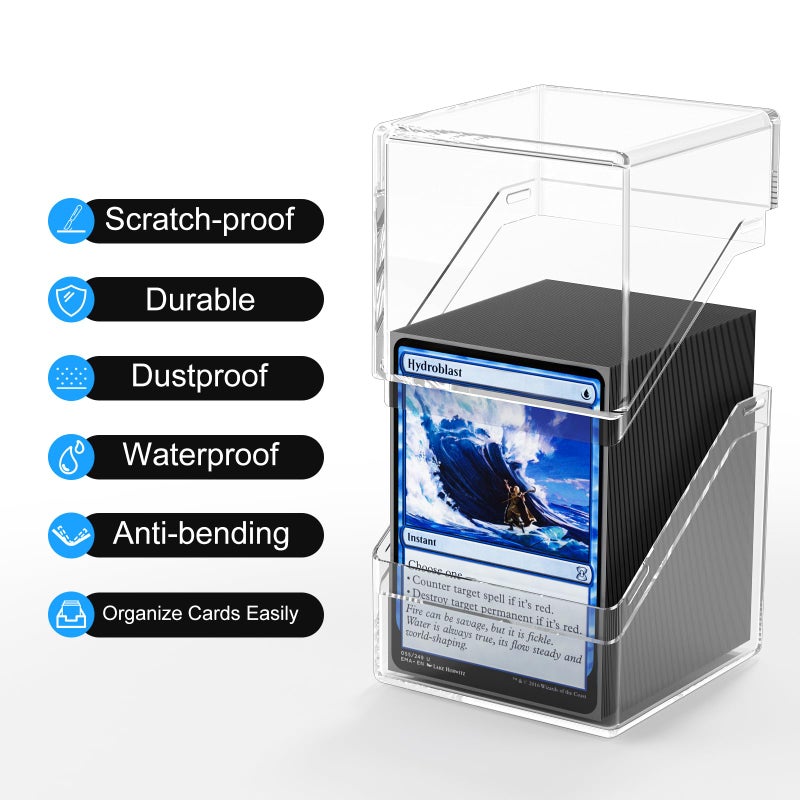 YSCare 2 Pack Card Deck Boxes, Deck Case and 200Pcs Card Sleeves with Dividers, Standard Clear Commander Storage Box Fit for MTG, Sport, Trading Cards Cards (Black) - Image 4