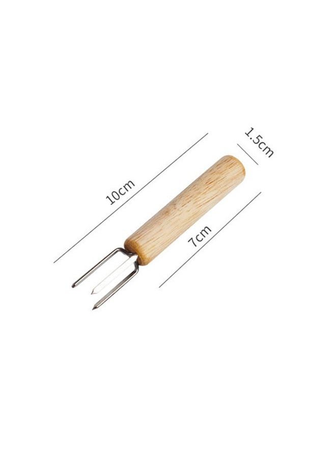 Generic - 4 Pcs Barbecue Corn Needle Grilling Corn Cob Holders, Reusable Stainless Steel Wooden Handle Fruit Forks, Barbecue Tool for Home Cooking and BBQ - Image 1