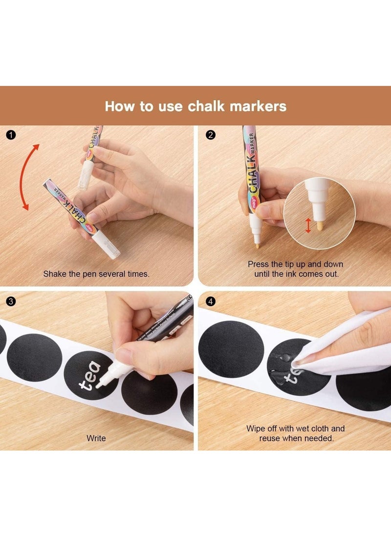 2 Rolls of Chalkboard Labels with 2 Markers,for Jars, Glass, Cups, Containers,etc