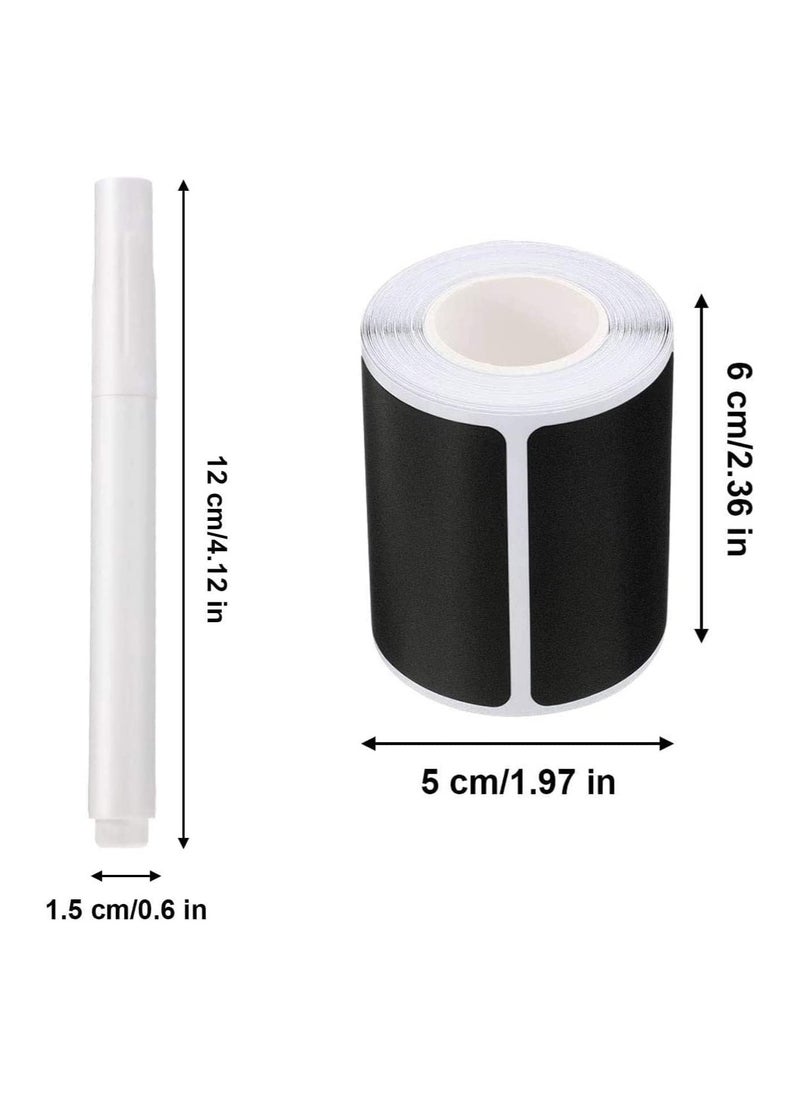 2 Rolls of Chalkboard Labels with 2 Markers,for Jars, Glass, Cups, Containers,etc