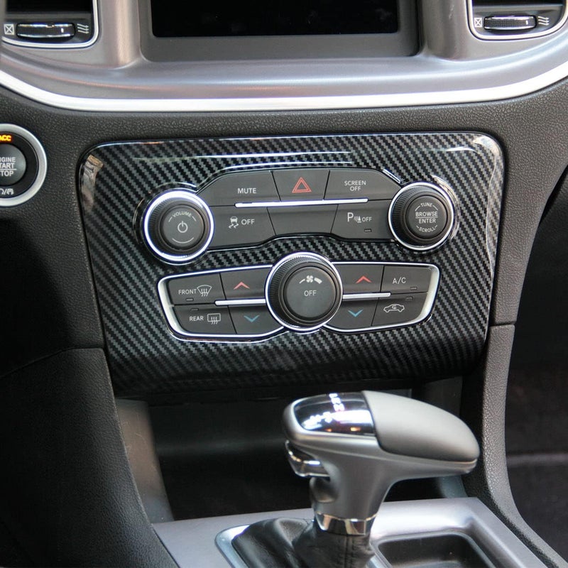 crosselec Carbon Fiber Central Control AC Switch Gear Shift Panel Cover Trim 2pcs for Dodge Charger 2015-2022 - Image 4