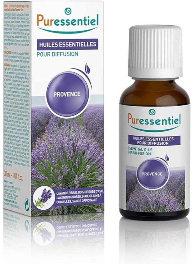 Puressentiel Essential Oils for Diffusion | Infused with Provence Blend| Enriched with True Lavender, Asia Rosewood, Lavandin Grosso, Sweet Marjoram and Common Sage | 100% Natural Formula | 30ml 