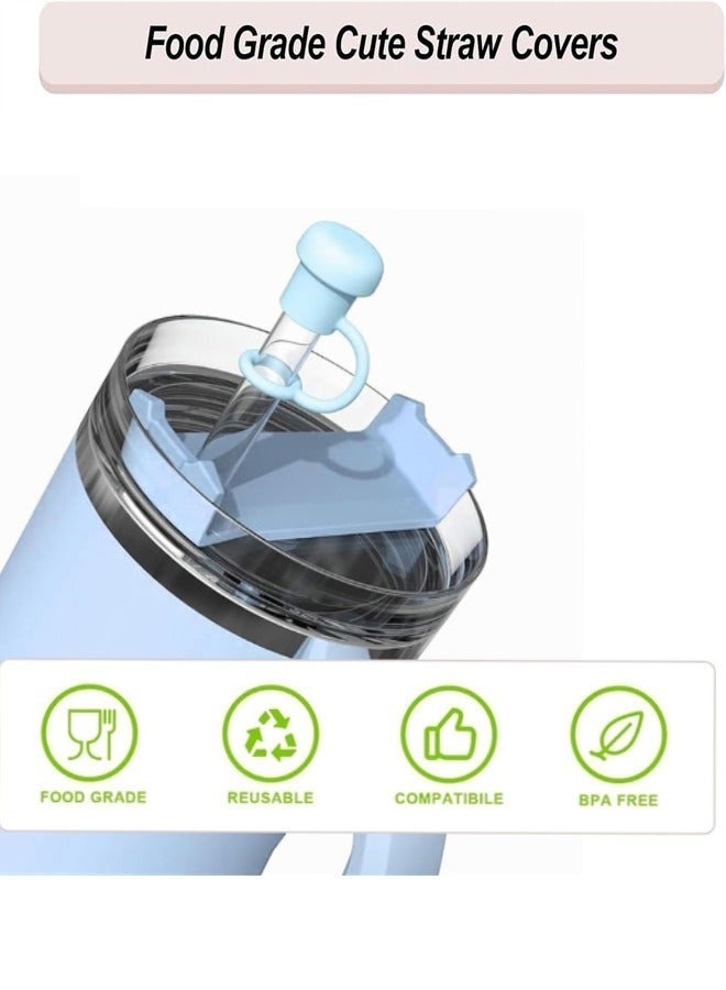 شاو تشن غطاء غطاء غطاء القشة لكأس ستانلي، 5 قطع غطاء قشة سيليكون متوافق مع كؤوس ستانلي كوب 30 و40 أونصة 10 ملم مقاوم للغبار، أغطية قش للشرب قابلة لإعادة الاستخدام - Image 3