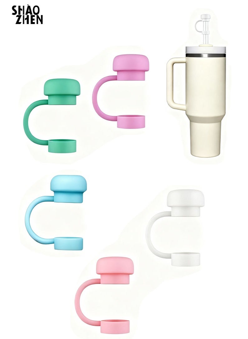 شاو تشن غطاء غطاء غطاء القشة لكأس ستانلي، 5 قطع غطاء قشة سيليكون متوافق مع كؤوس ستانلي كوب 30 و40 أونصة 10 ملم مقاوم للغبار، أغطية قش للشرب قابلة لإعادة الاستخدام - Image 1